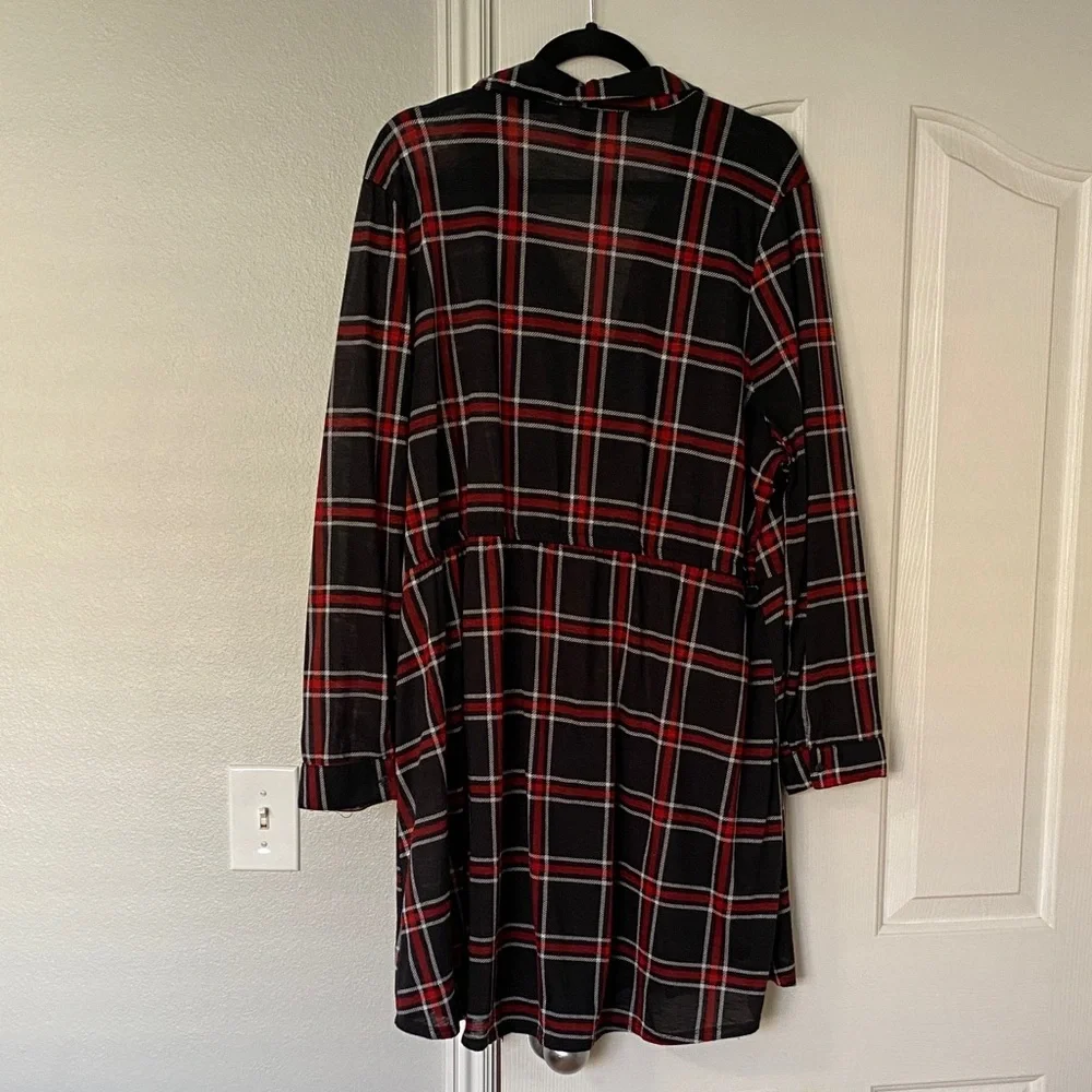 Derek Heart Black and Red Plaid Shirt Dress - Picture 5 of 11